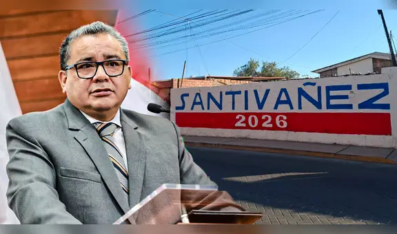 Aparecen pintas de Juan José Santiváñez con los colores del partido de César Acuña en Arequipa