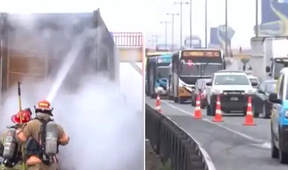 Tráiler cargado con arándanos se incendia en la Panamericana Sur: se reporta tráfico debido al cierre de tres carriles