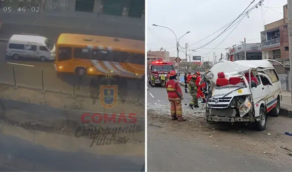 Impactante accidente en Comas: Bus Evipusa colisionó contra una combi en la av. Túpac Amaru