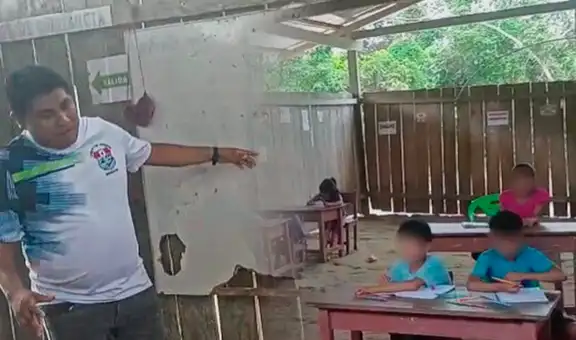 “Nuestros alumnos estudian sobre troncos”: docentes denuncian condiciones precarias en colegio de Condorcanqui