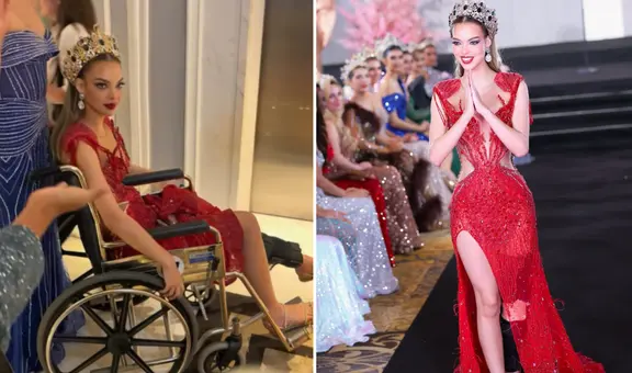 Flavia López reaparece desfilando en el Miss Grand International con ayuda de sus compañeras tras sufrir fuerte accidente