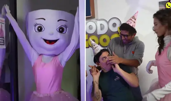 Curwen recibe beso sorpresa en su cumpleaños, pero era su novia disfrazada: "Se le bajó la presión"