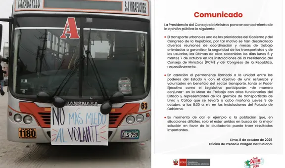 Congreso y Gobierno de Boluarte se reunirán con gremios de transporte este jueves 9 de octubre