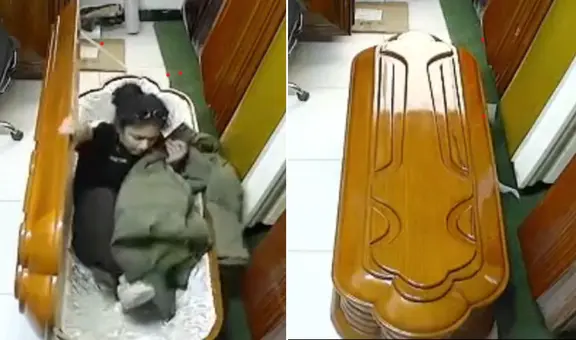 Mujer sorprende en Chachapoyas al dormir dentro de un ataúd tras quedar exhausta por bailar en una fiesta