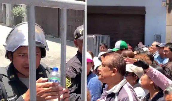 Policías impiden el paso de fieles en procesión del Señor de los Milagros y se justifican: "Feministas están llegando"