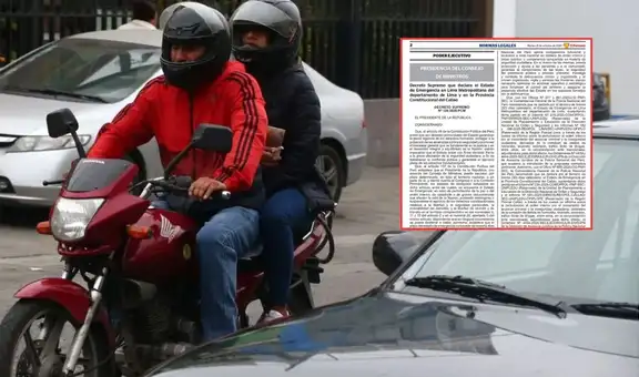 Gobierno prohíbe el tránsito de dos personas en moto líneal durante estado de emergencia en Lima y Callao