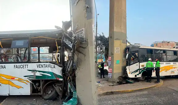 Bus de la empresa La Roma chocó contra estación de Línea 1 del tren en San Juan de Lurigancho: cobrador quedó atrapado en vehículo
