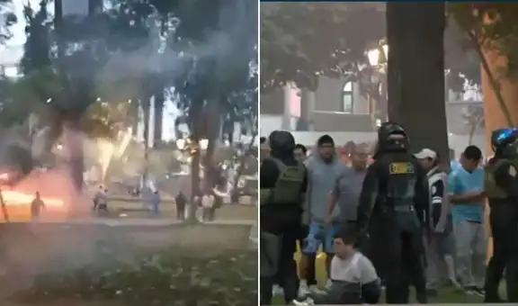 Presuntos barristas de Universitario y Sporting Cristal se enfrentan con pirotécnicos cerca del Estadio Nacional