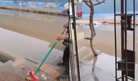 Colapso de desagüe en VMT afecta a 20 familias: vecinos retiran aguas servidas con motobomba y exigen respuesta de Sedapal