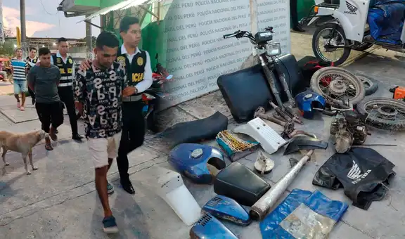 Policía captura a tres sospechosos de adulterar placas de vehículos en falso taller mecánico en Iquitos