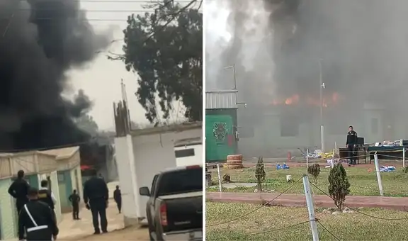 Se registra fuerte incendio en Escuela de Suboficiales PNP de Puente Piedra: 6 unidades de bomberos atienden el siniestro