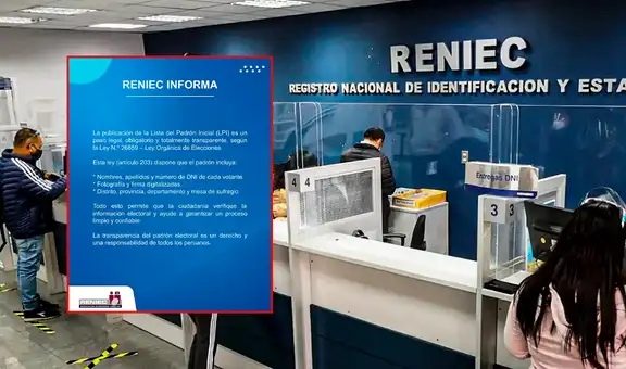 Reniec expone datos personales en web del Padrón de Elecciones 2026, pero responde que es legal