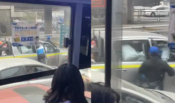 Pasajero de bus graba preciso momento en que encañonan y roban camioneta en San Juan de Miraflores