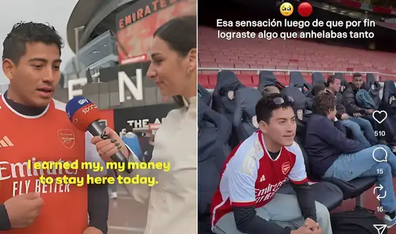 Hincha peruano cumple su sueño al lograr ver al Arsenal en vivo y protagoniza momento emotivo con reportera: ''Es mi equipo desde niño''