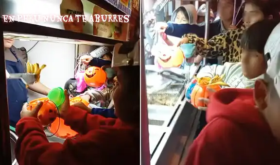Comerciante se vuelve viral por regalar papas fritas a niños durante Halloween: "Truco o broaster"