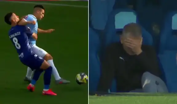 Catriel Cabellos fue expulsado a los 10 minutos de haber ingresado tras fuerte codazo y Paulo Autuori tuvo incrédula reacción