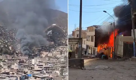 Fuerte incendio consume vivienda en el Rímac: al menos 7 unidades de bomberos atienden emergencia