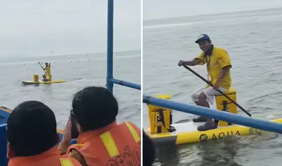 Turistas quedan impactados al encontrar a heladero vendiendo en el mar: “Peligrosamente, cerca de ti”