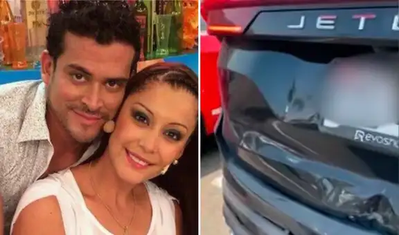 Karla Tarazona y Christian Domínguez sufren accidente vehicular y muestran cómo quedó su camioneta: “Nos chocaron”