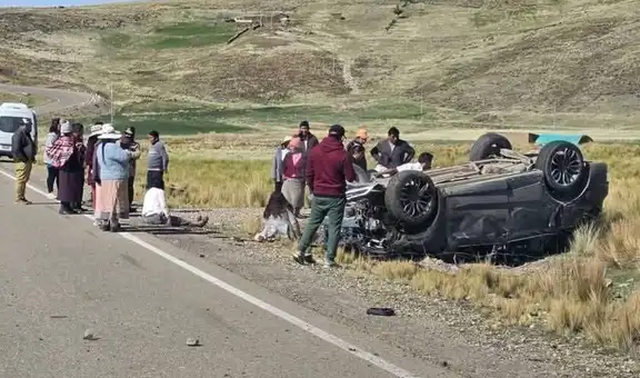 Puno: siete personas resultan heridas tras despiste y vuelco de vehículo