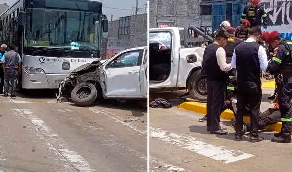 Camioneta de la Depincri de Comas impactó contra bus del Metropolitano en estación Parque del Trabajo