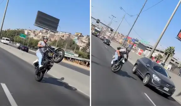 Motociclista realiza riesgosas piruetas a velocidad y termina accidentado en plena Panamericana Sur