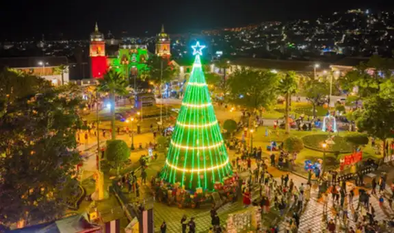 Huamanga vivió una noche mágica con el encendido de luces navideñas en la Plaza Mayor