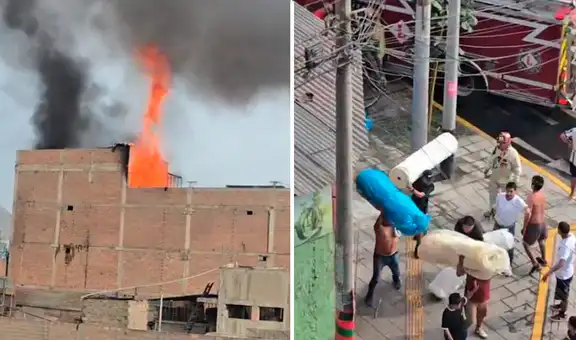 Gigantesco incendio en almacén de plásticos moviliza al menos 16 unidades de bomberos en el Rímac