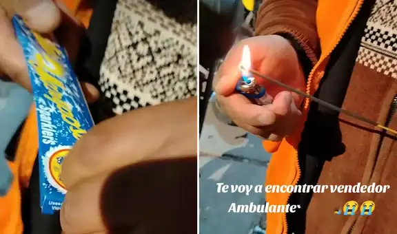Peruano compró luces de bengala para el Año Nuevo, pero detalle lo decepciona al encenderlo: “Te voy a encontrar, ambulante”
