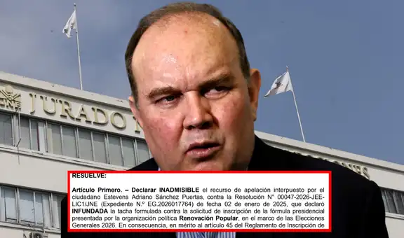 Rafael López Aliaga: JEE declara inadmisible apelación contra rechazo de tacha a fórmula presidencial de Renovación Popular