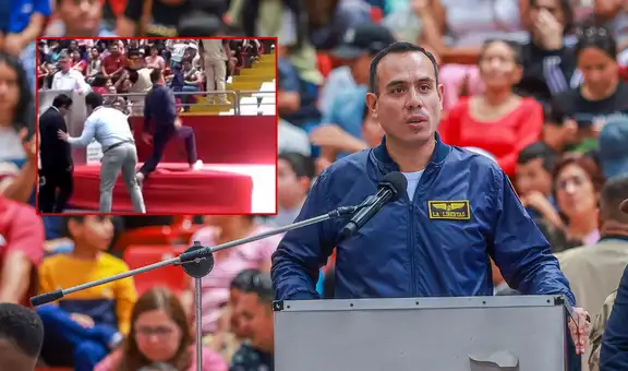 José Jerí sufre un resbalón por intentar subir al escenario corriendo durante inauguración en Trujillo