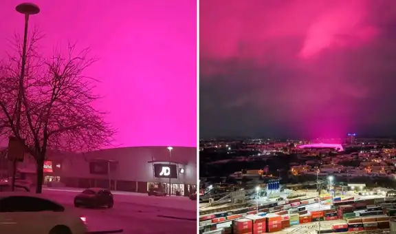 Cielo rosa sorprende a Birmingham en Inglaterra durante la tormenta invernal Goretti y causa asombro mundial