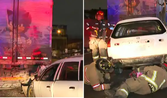 SMP: tres personas resultan heridas tras choque entre auto y camión de carga en la Panamericana Norte