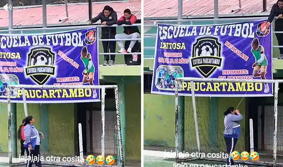 Arquera se vuelve viral tras recibir un vaso de cerveza atado a una soga desde el palco en pleno partido: “Para cargar energías”