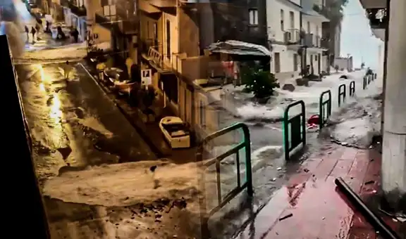 Tormentas golpean el sur de Italia: localidades se inundan y reportan olas de hasta 10 metros