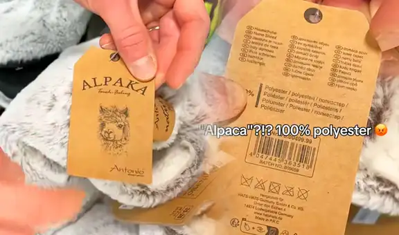Hombre encuentra pantuflas "de alpaca" en supermercado de Finlandia y se sorprende al leer la etiqueta: “100% poliéster”
