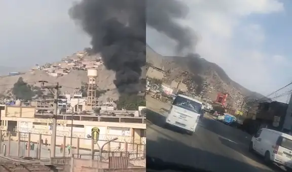 Incendio cerca al penal de Lurigancho: ocho unidades de bomberos atienden la emergencia