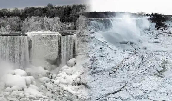 Frío extremo congela las Cataratas del Niágara durante la megatormenta que azota EE. UU. y Canadá