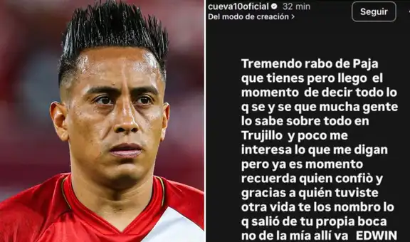 Christian Cueva publica potente mensaje donde menciona a exfutbolistas: "Llegó el momento de decir todo lo que sé"