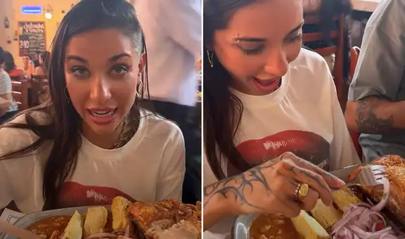 María Becerra prueba carapulcra en restaurante peruano de Pueblo Libre y queda fascinada: "No puede ser, todo es rico"