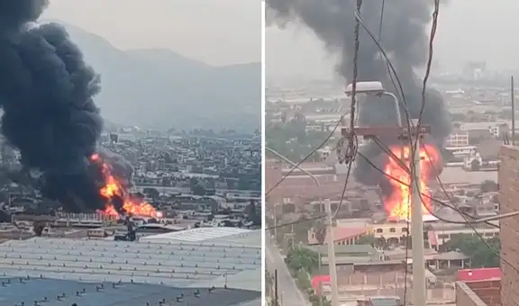 Reportan fuerte incendio en Huachipa: alrededor de 7 unidades de bomberos atienden el siniestro