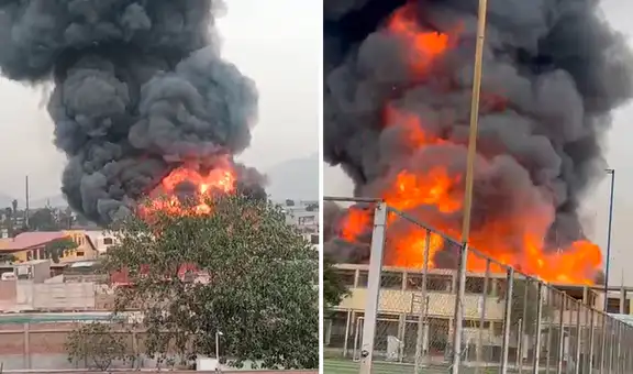 Enorme incendio en Huachipa HOY EN VIVO: más de 20 unidades de Bomberos combaten fuego en almacén