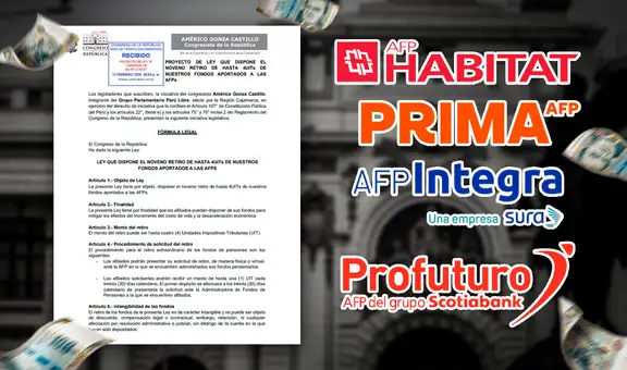 Congreso propone noveno retiro de AFP de hasta S/22.000 y reembolso total para herederos
