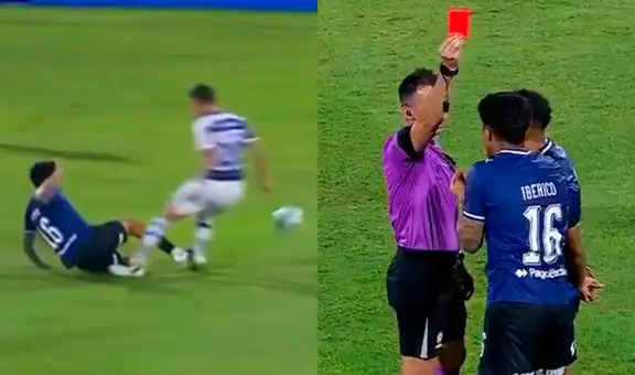 Sporting Cristal se queda con 10 en el primer tiempo: Luis Iberico cometió fuerte entrada y vio la roja tras revisión del VAR