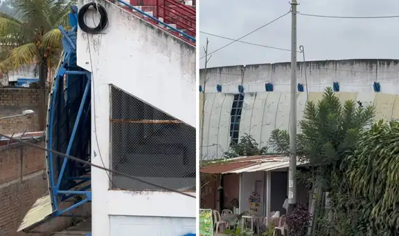 El deplorable estado del estadio de Unión Comercio inaugurado en el año 2017: recinto se encuentra con el techo colgando