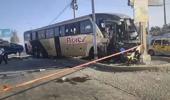 Triple choque en la Panamericana Sur: mueren suboficial PNP y pasajero de bus interprovincial en Ica