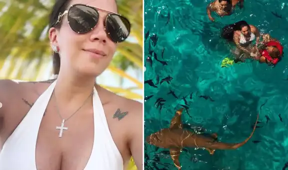 Melissa Klug sorprende al nadar rodeada de tiburones en Maldivas durante sus vacaciones: “No, qué miedo”