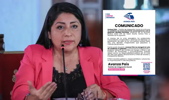 Avanza País no dará voto de confianza al Gabinete de Miralles y promoverá censura de 2 ministros