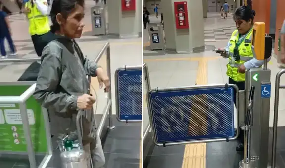 Mujer con balón de oxígeno medicinal es impedida de ingresar a estación de la Línea 1 del Metro de Lima