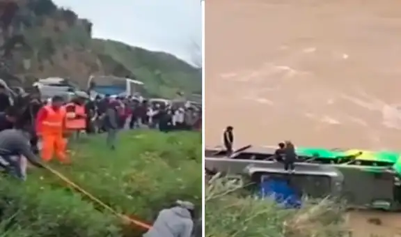 Bus interprovincial donde viajaba grupo musical se despista y cae al río Mantaro en Junín
